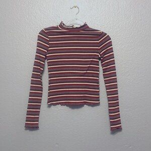 Women's Striped Long Sleeve Turtle Neck | Size Medium
